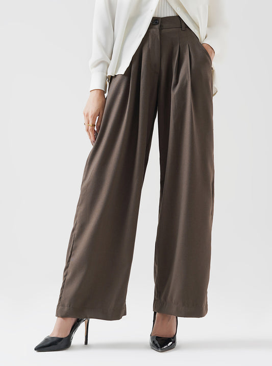 Cocoa Double Pleated Wide Leg Pant