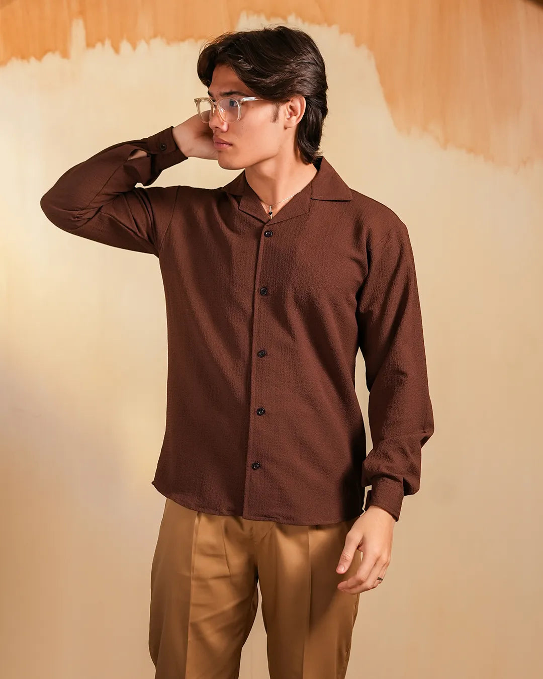 Rustic Brown Textured Shirt