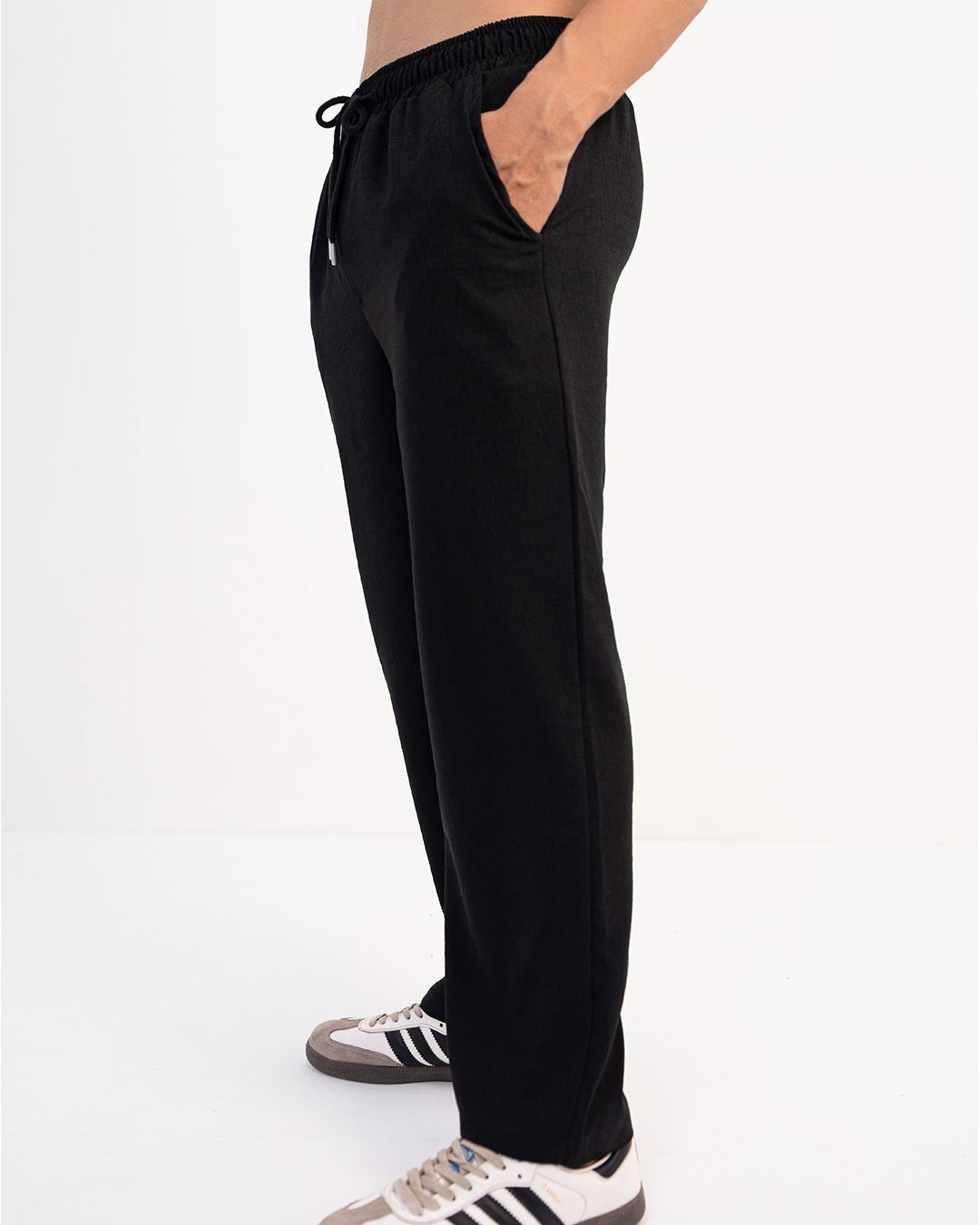 Black Loose Fit Textured Trouser