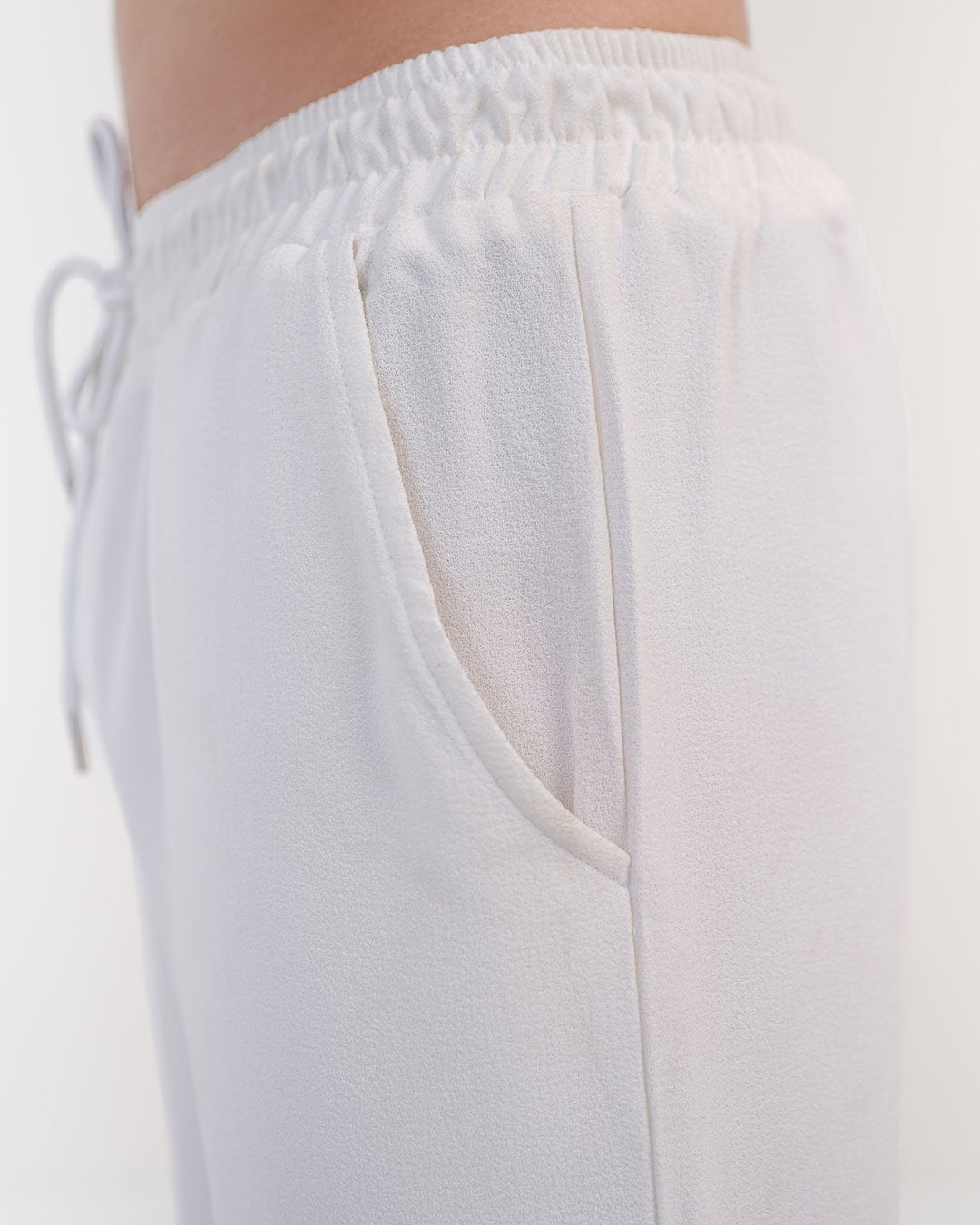 White Loose Fit Textured Trouser