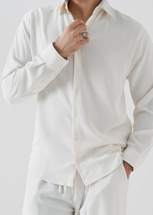 Off-White Textured Linen Shirt