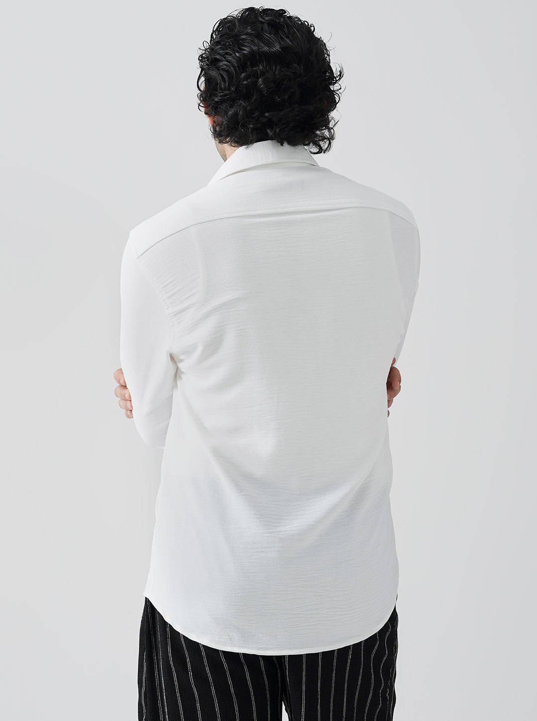 White linen textured shirt