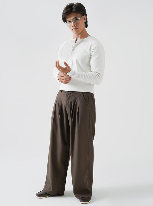 Classic White Ribbed Henley
