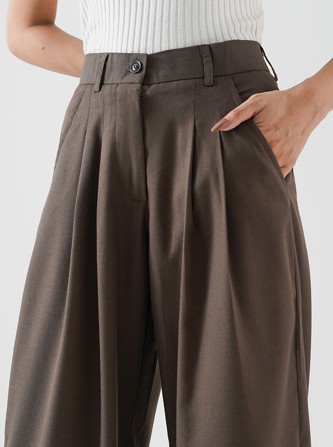 Cocoa Double Pleated Wide Leg Pant
