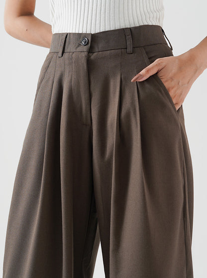 Cocoa Double Pleated Wide Leg Pant