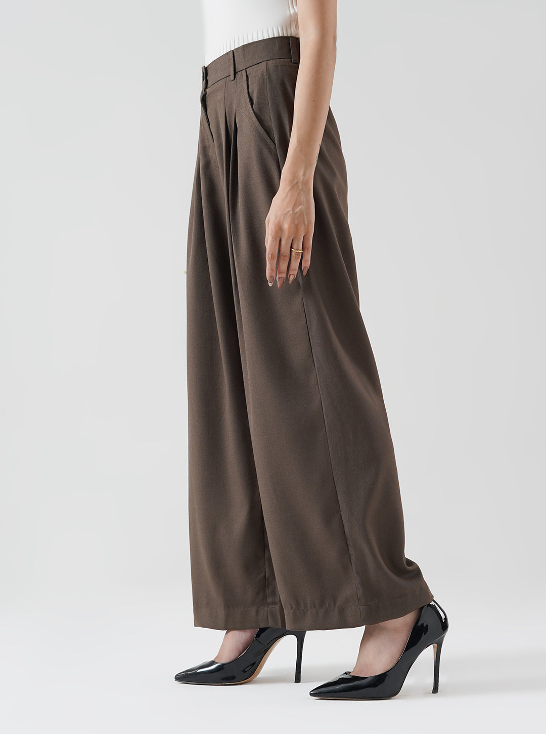 Cocoa Double Pleated Wide Leg Pant