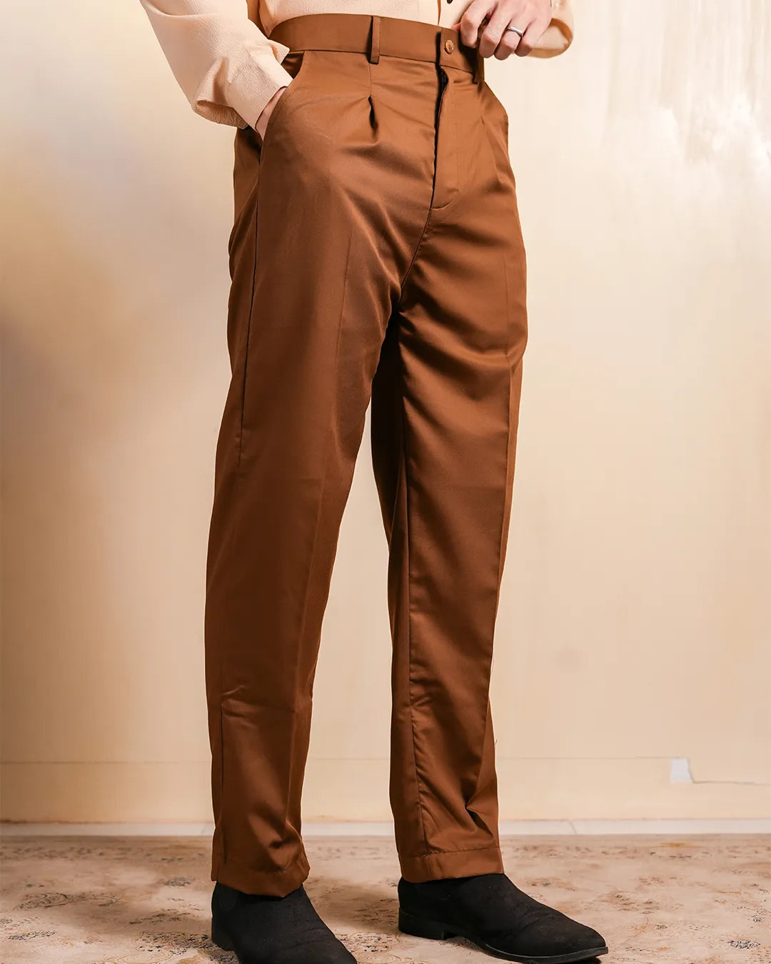 brown pleated dress pants Classic Brown Pleated Pants – Rukh