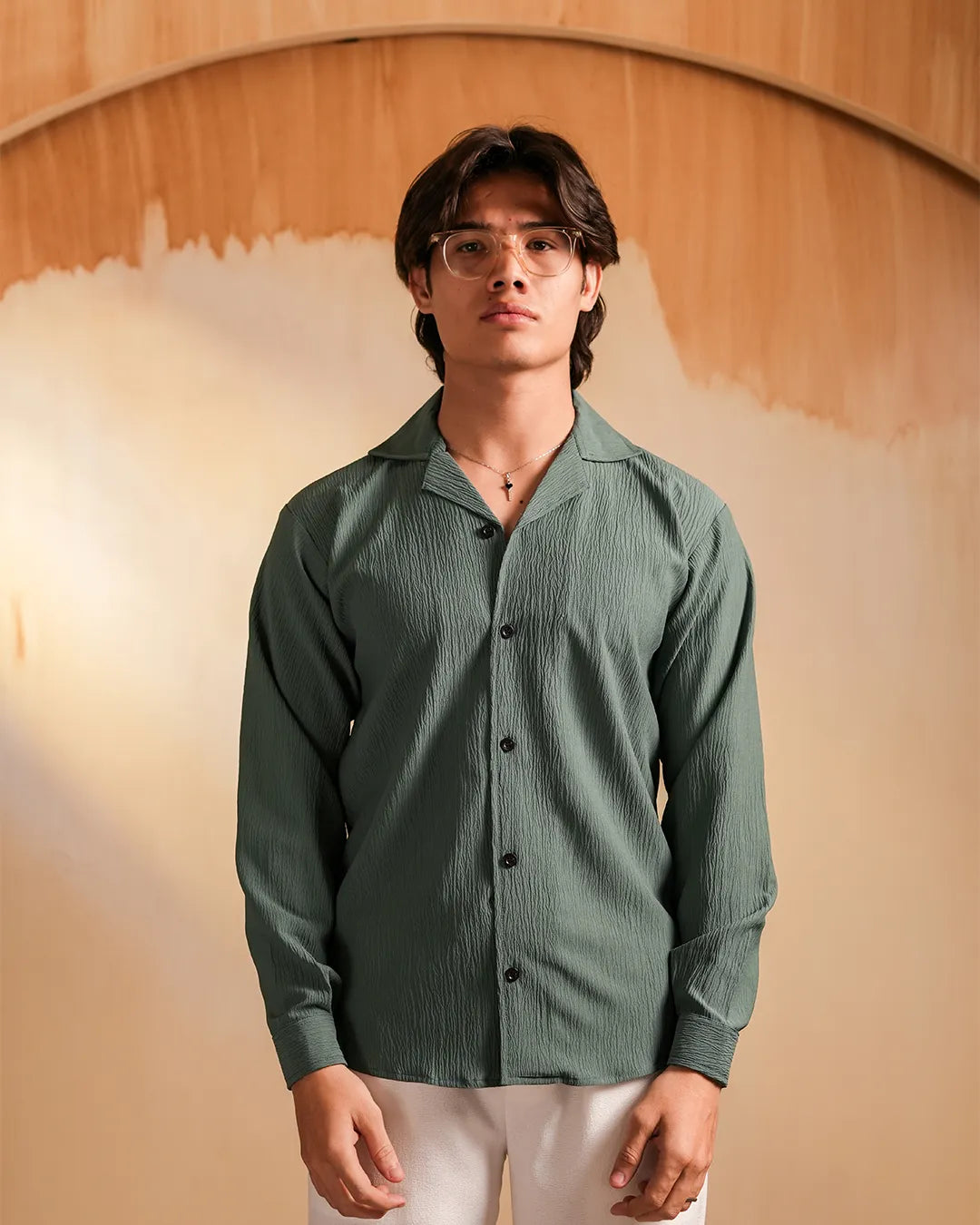 Moss Green Textured Shirt