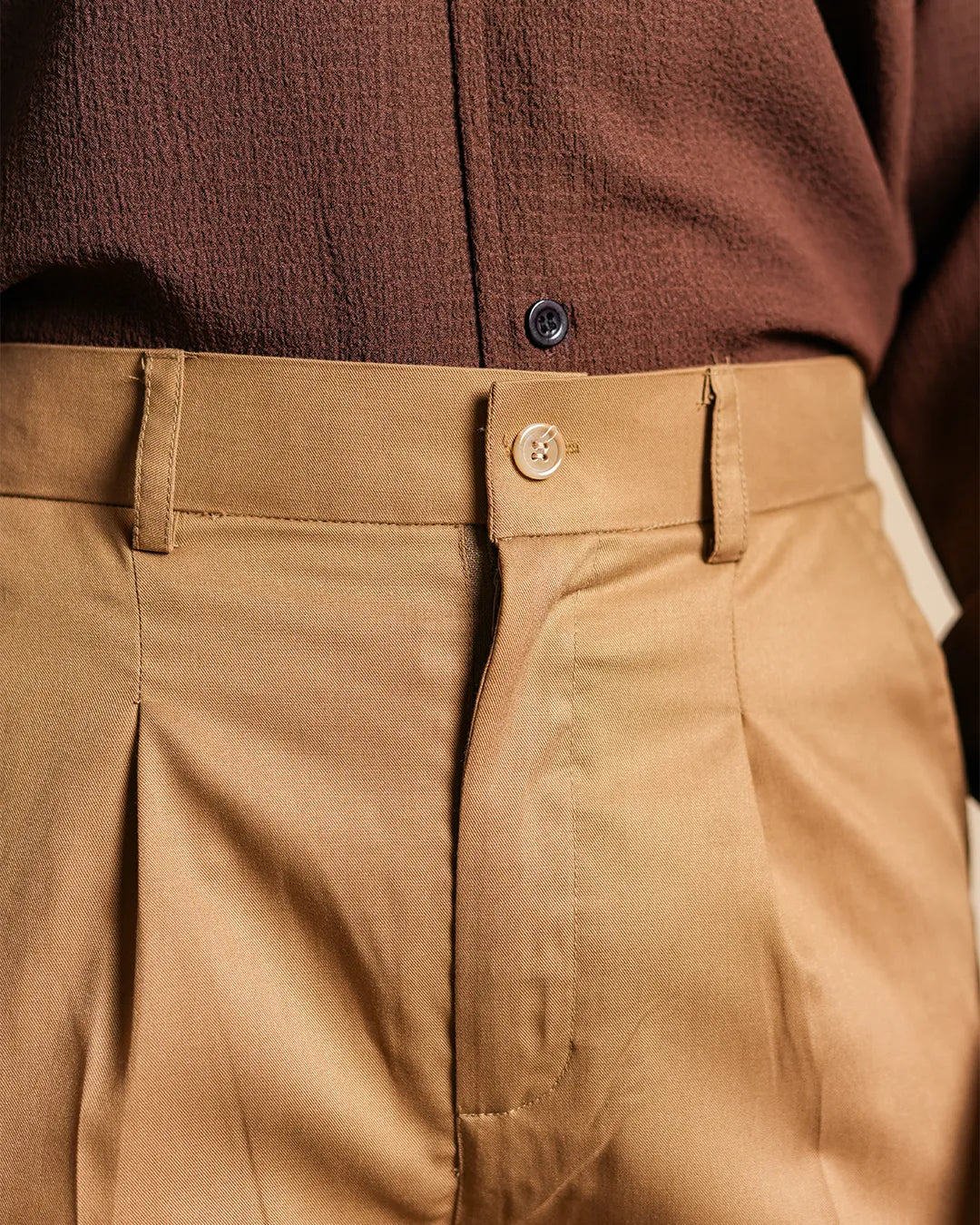 Sandy Brown Pleated Pants