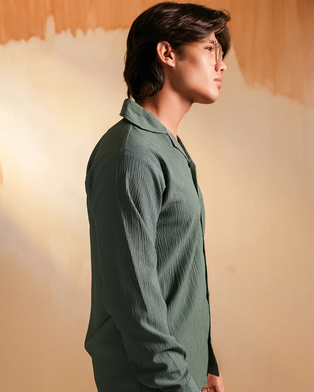 Moss Green Textured Shirt Moss Green Textured Shirt