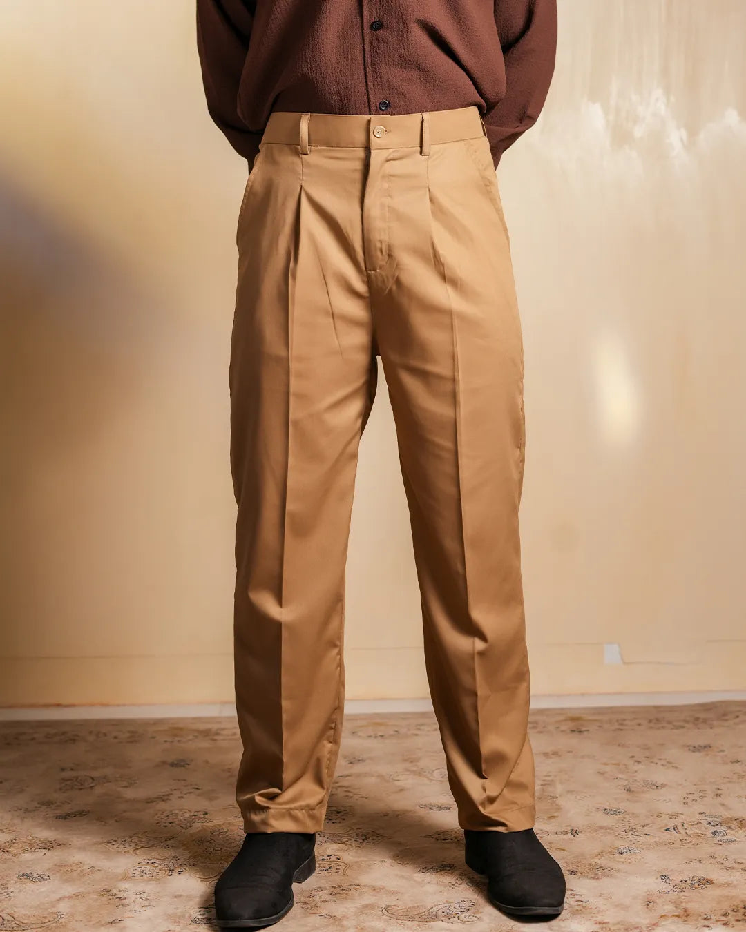 Sandy Brown Pleated Pants