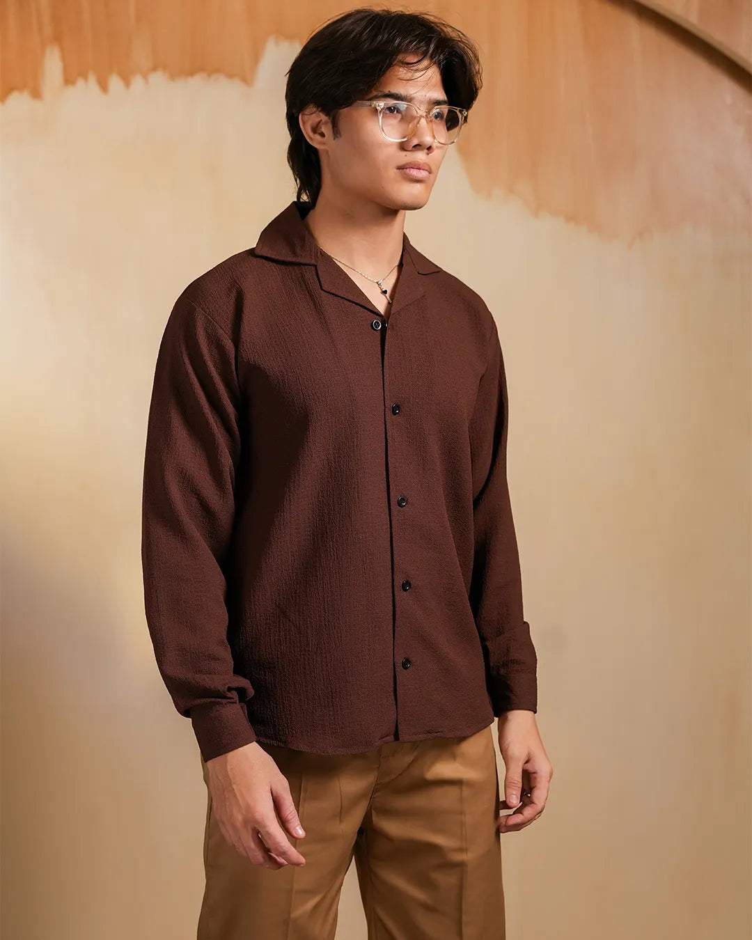 Rustic Brown Textured Shirt
