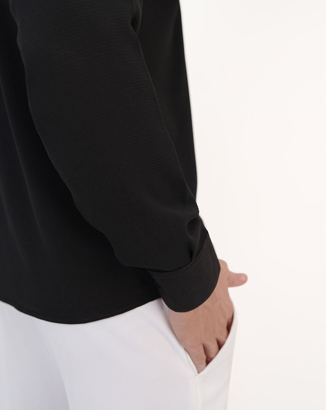 Black Textured Full Sleeves Shirt