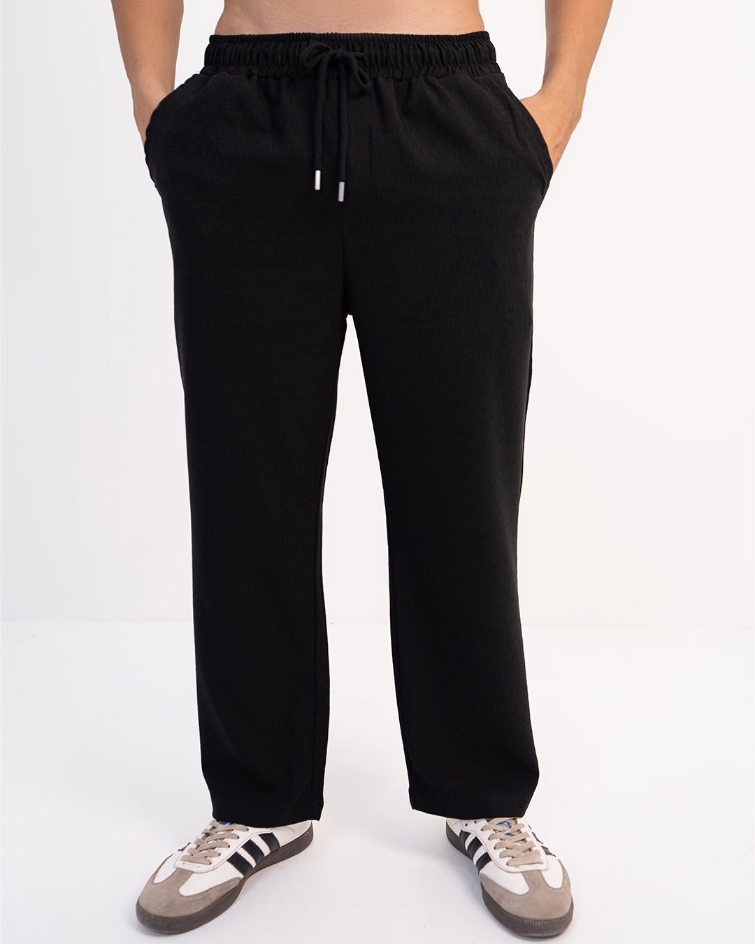 Black Loose Fit Textured Trouser