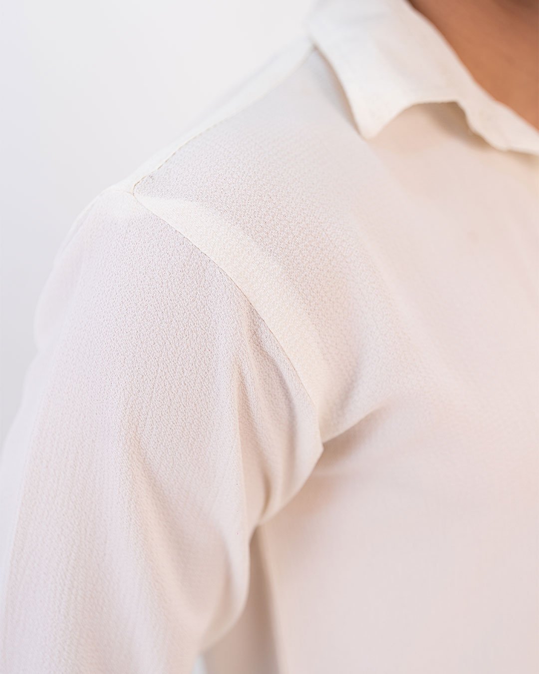 Cream Textured Full Sleeves Shirt