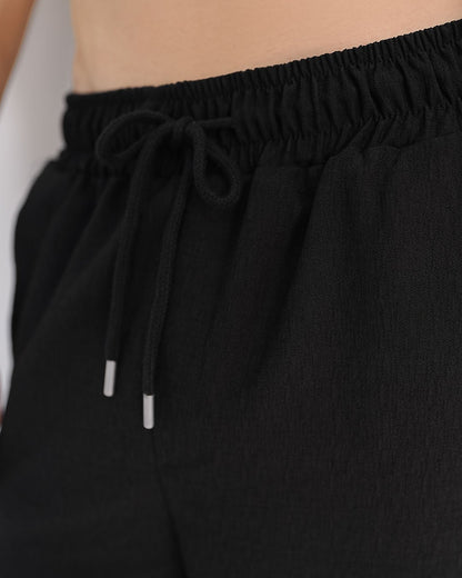 Black Loose Fit Textured Trouser