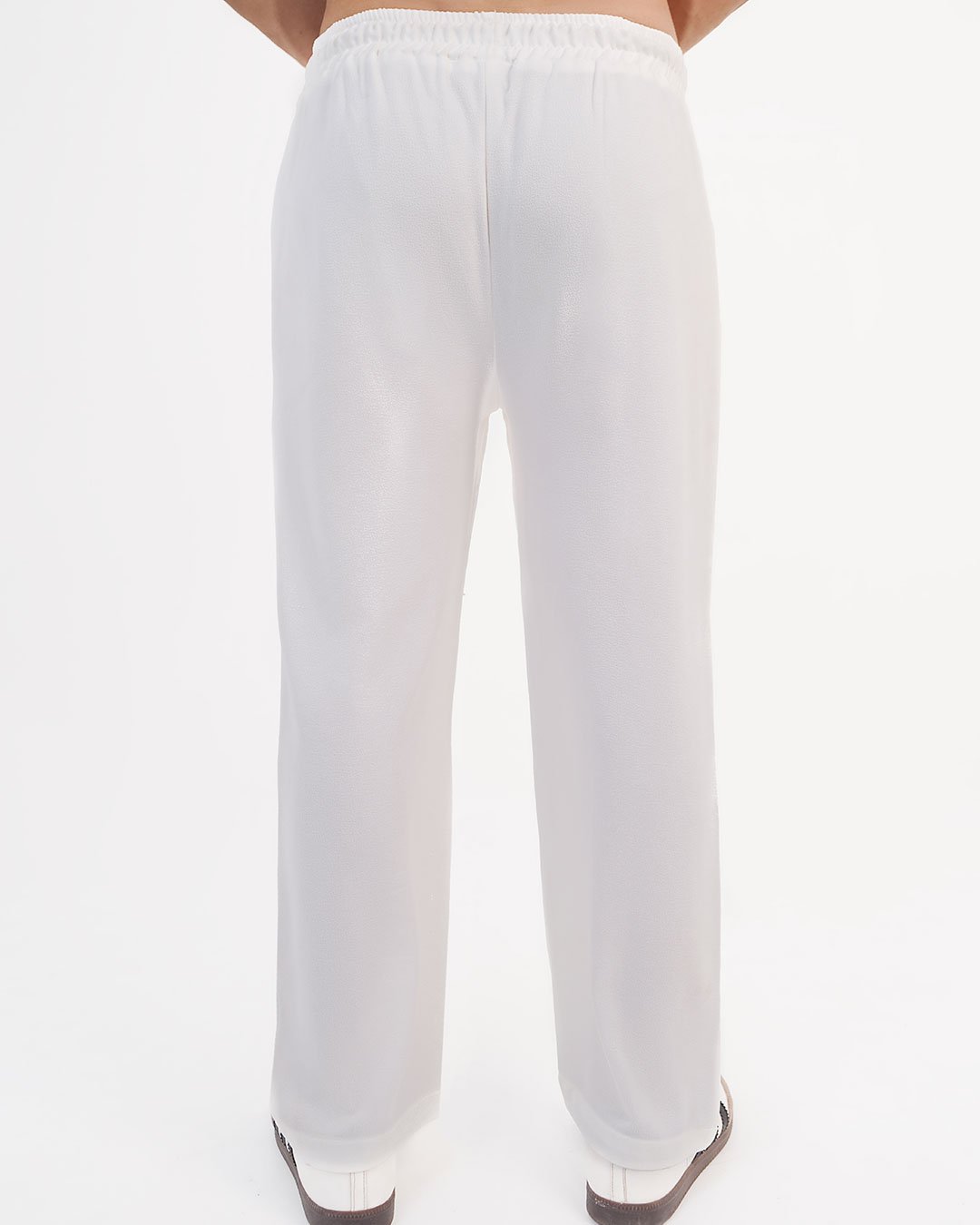 White Loose Fit Textured Trouser
