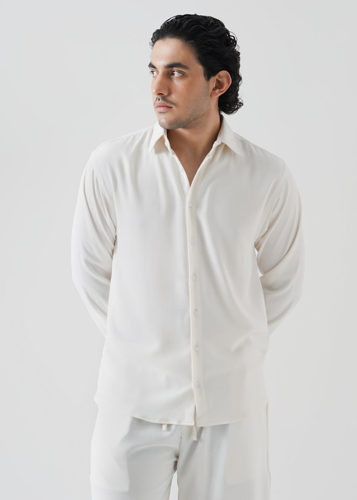 Off-White Textured Linen Shirt