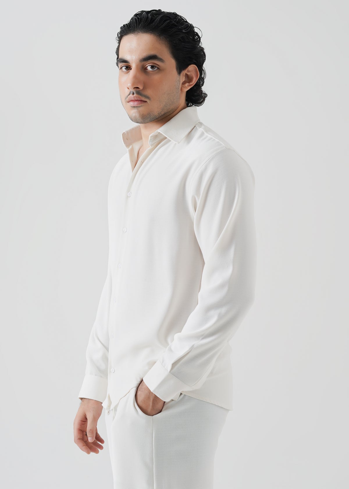 Off-White Textured Linen Shirt