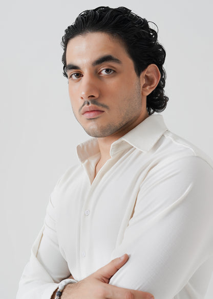 Off-White Textured Linen Shirt