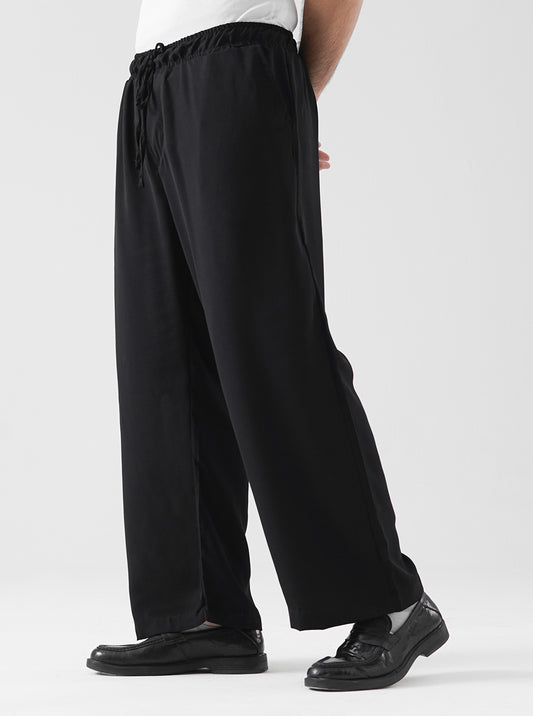 Black Linen Baggy Trouser Pants