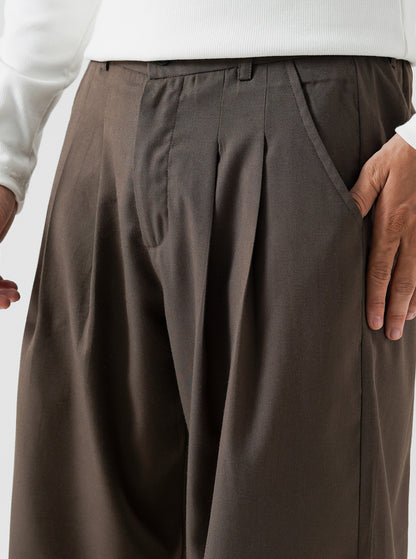 Mocha Double Pleated Wide Leg Pants