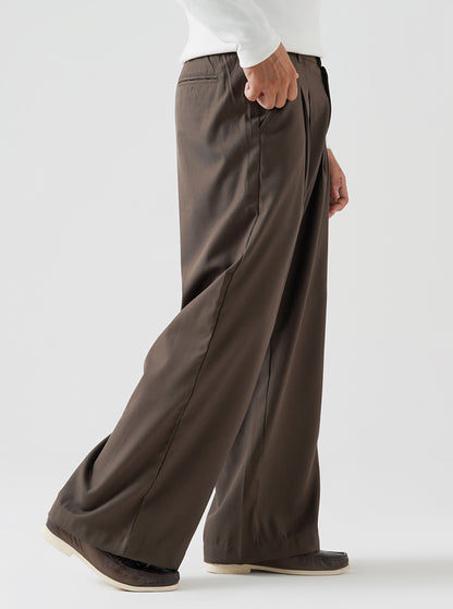 Mocha Double Pleated Wide Leg Pants