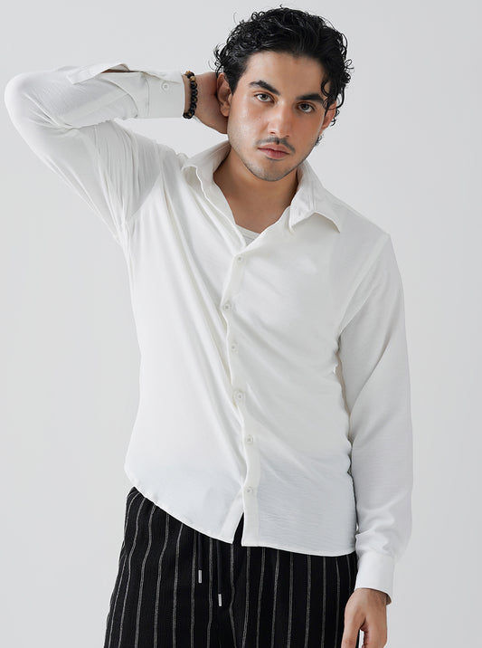 White linen textured shirt