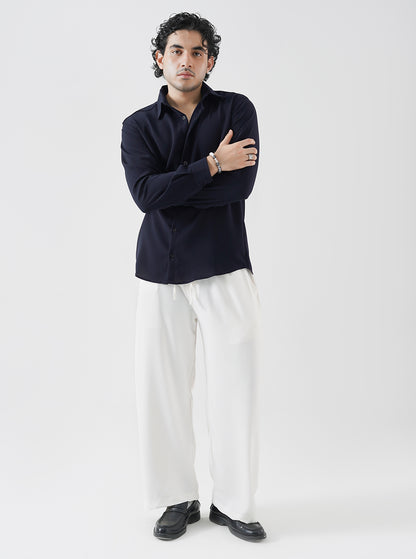 Navy blue textured shirt