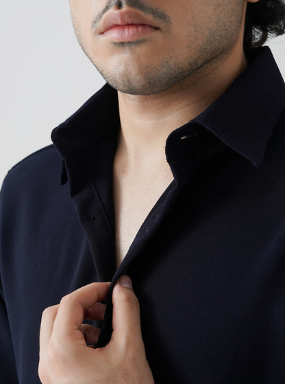 Navy blue textured shirt