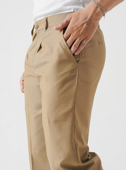 Khaki Pleated Pants