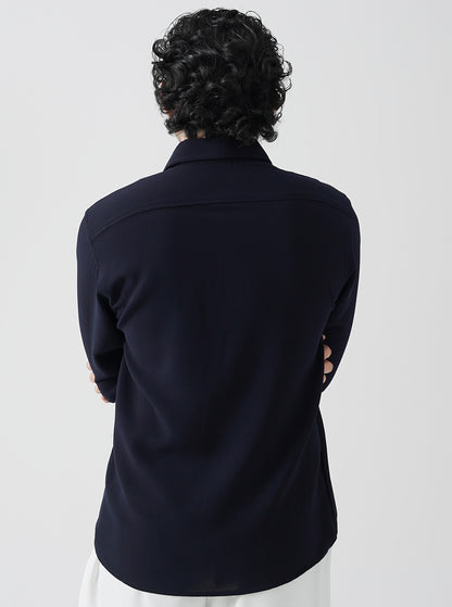 Navy blue textured shirt