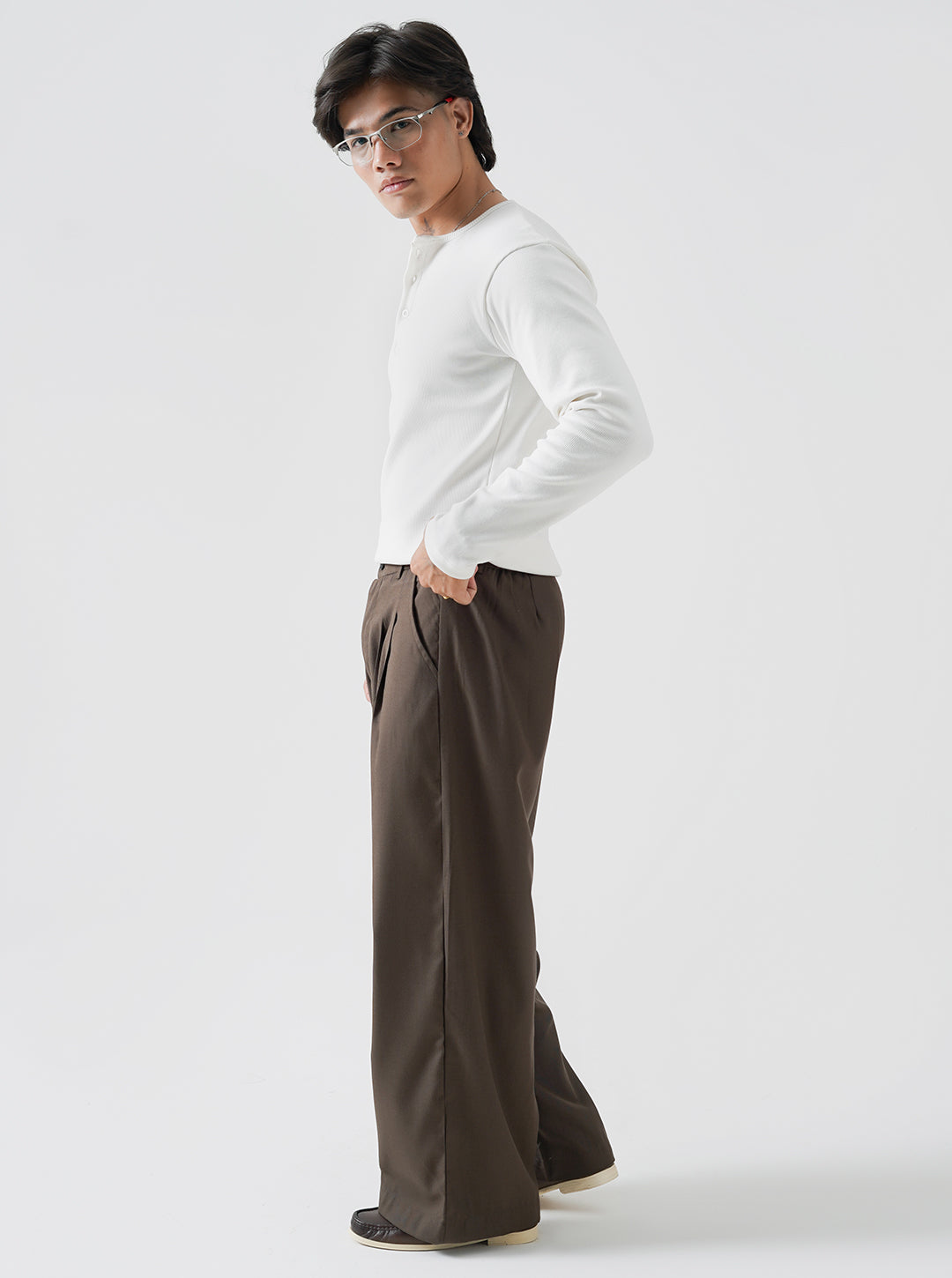 Classic White Ribbed Henley