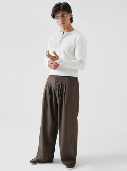 Classic White Ribbed Henley