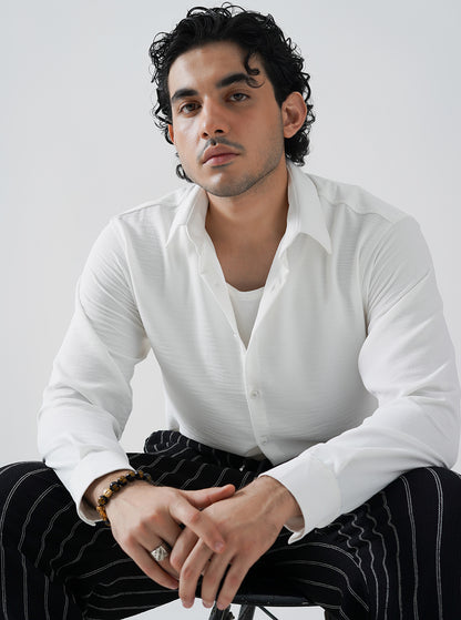 White linen textured shirt