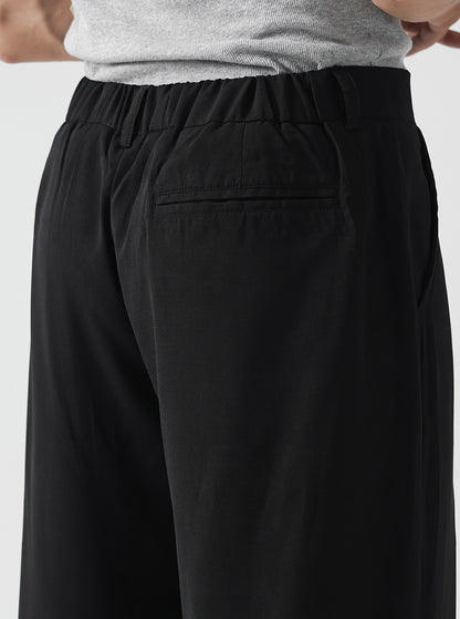 Black Double Pleated Wide Leg Pants