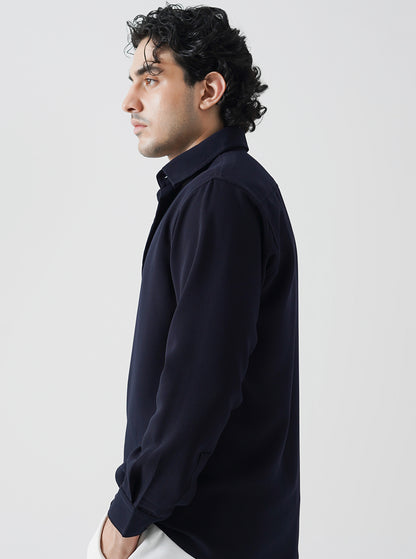 Navy blue textured shirt