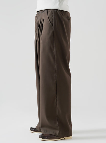 Mocha Double Pleated Wide Leg Pants