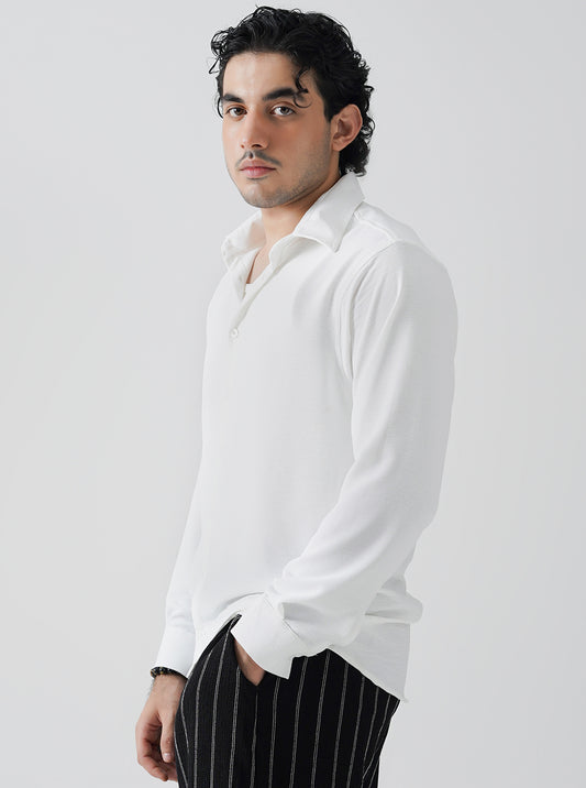 White linen textured shirt