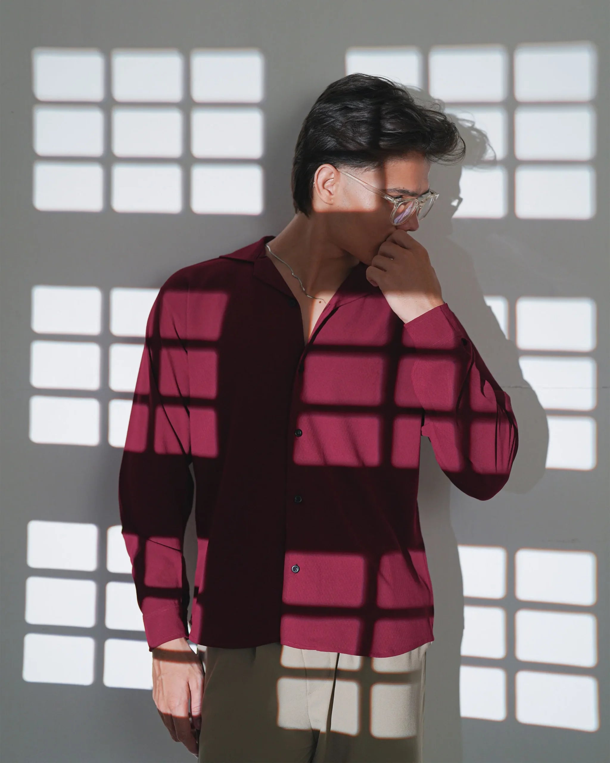 Deep Wine Textured Shirt